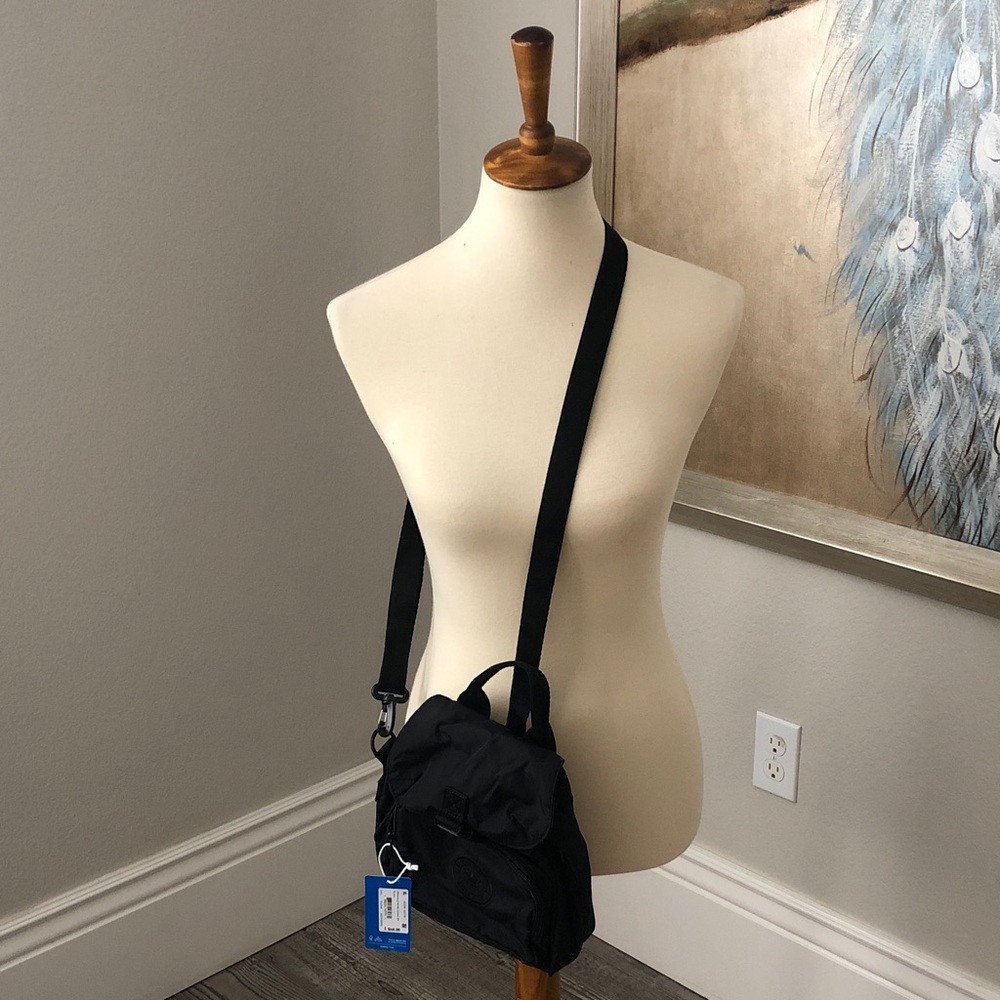 adidas Black Crossbody Backpack Sport Active Bag Purse Versatile Travel - Picture 1 of 11